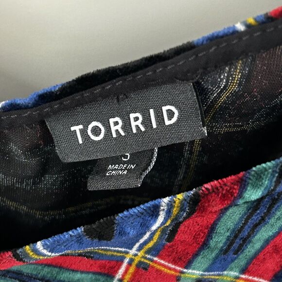 Torrid Plaid Velvet Tank Top Size 3x Cami Tartan Print Holidays Preppy Christmas - Picture 5 of 8